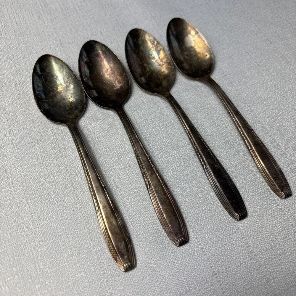 4 Harmony House SERENADE Wallace Silver Plate‎ Teaspoons Silverware